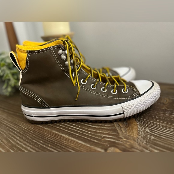 Converse Chuck Taylor City Hiker Leather High Top Sneakers Brown Yellow Sz 7M 9W - Picture 7 of 16